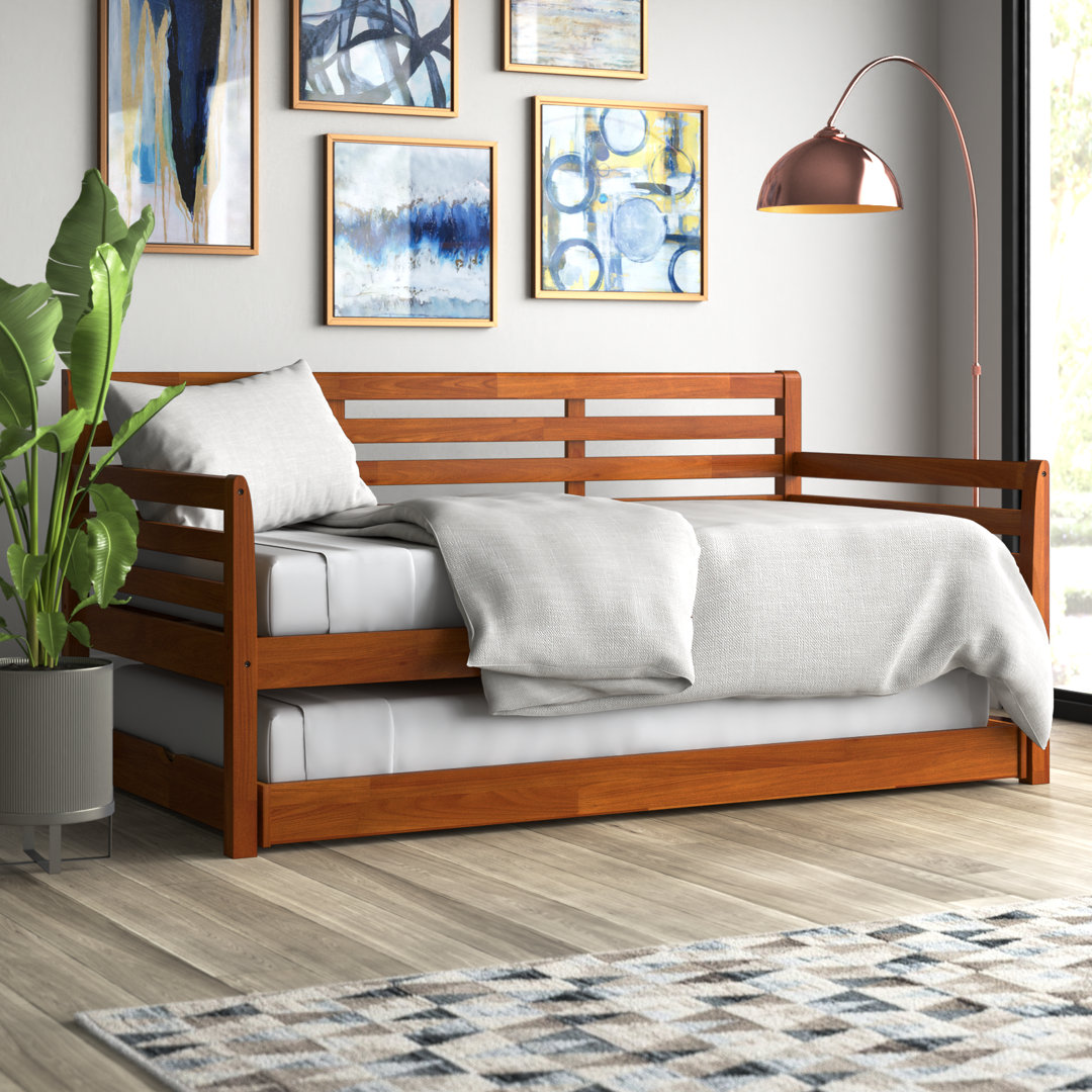 Alexz Wood Daybed with Pop Up Trundle Bed, Mattresses Not Included